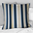 thumbnail image 2 of Designart "Elegance in Classic Beige and Blue Stripes" Striped Printed Throw Pillow, 2 of 5