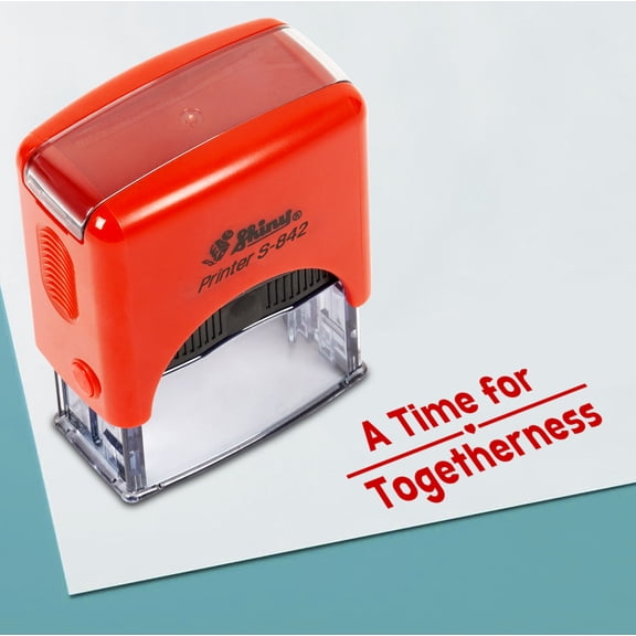 Printtoo A Time For Togetherness Self Inking Rubber Stamp Pre,Inked Office Stamp, Home Office Business Stationery, 38 x 14 mm, Red