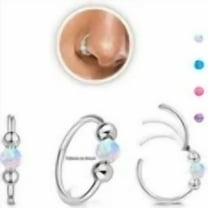 Bavsenic 2-Piece 18g Opal Nose Hoops – 316L Surgical Steel Nose Rings for Women, 8mm/10mm, Versatile Piercing Jewelry for Septum, Nostril, and Cartilage Earrings