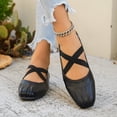 thumbnail image 5 of Women's Split Toe Crisscross Elastic Strap Mary Jane Flats, Soft Faux Leather Slip‑on Casual Walking Shoes for Daily Wear Black 36, 5 of 9