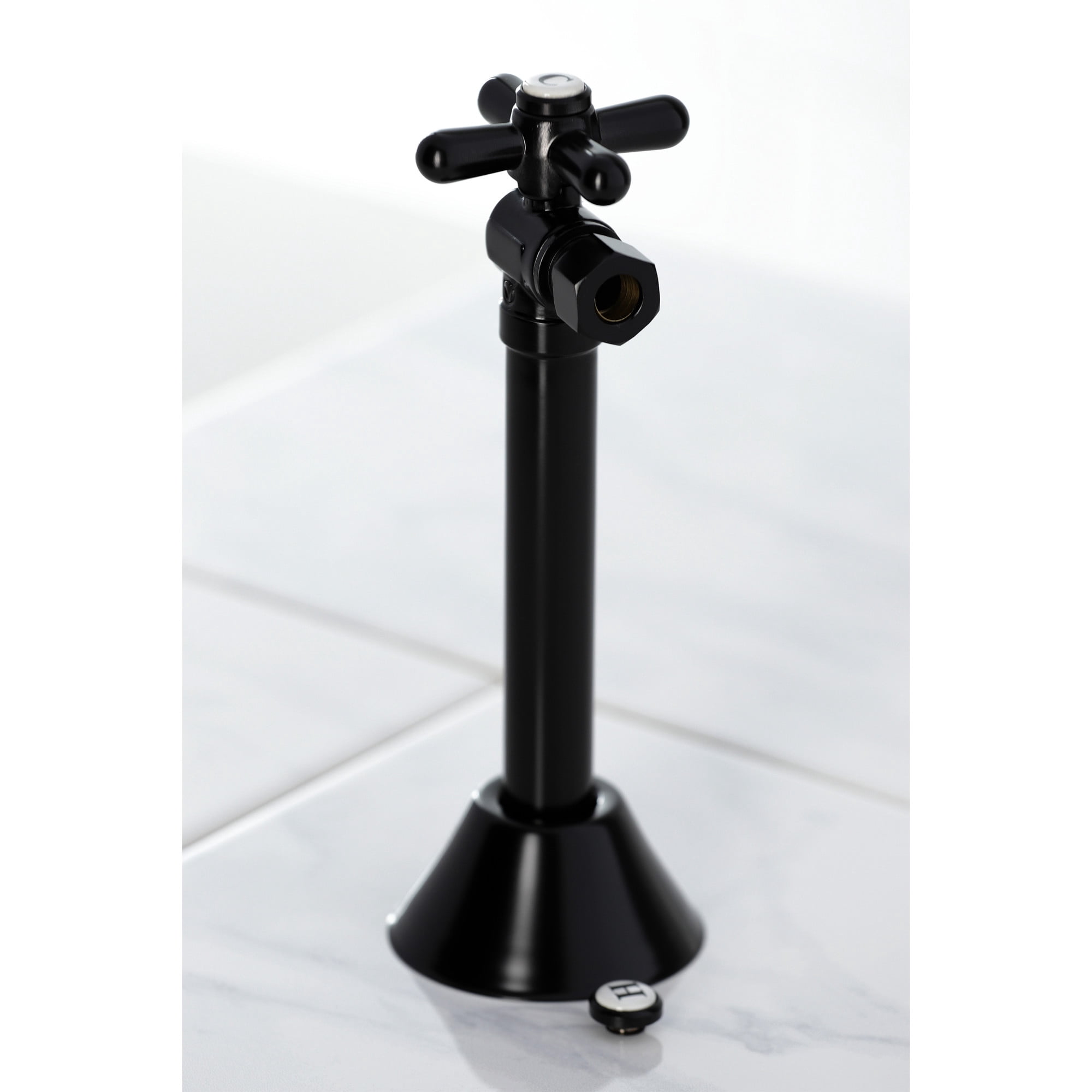 Kingston Brass CC83200X 1/2-Inch Sweat x 3/8-Inch O.D. Comp Angle Shut-Off Valve with 5-Inch Extension in Matte Black