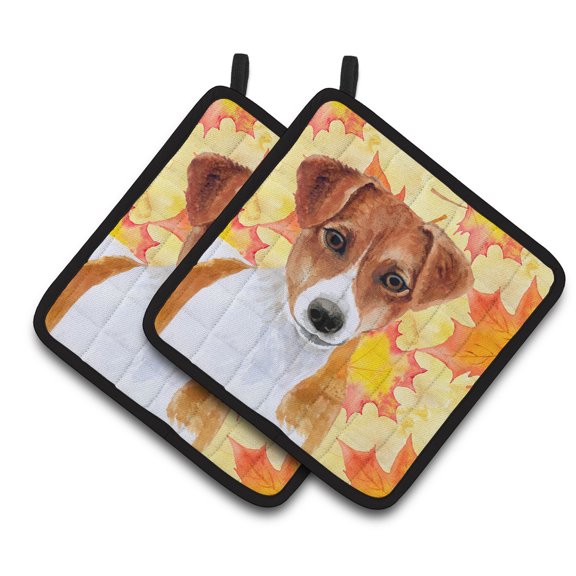 Caroline's Treasures Jack Russell Terrier Fall Pair of Pot Holders