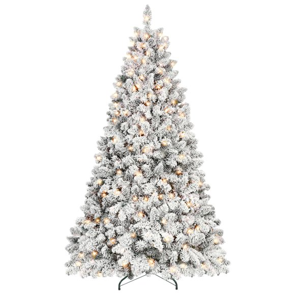 Árbol de Navidad Maylaviu preiluminado flocado de 2,1 m con 500 luces UL