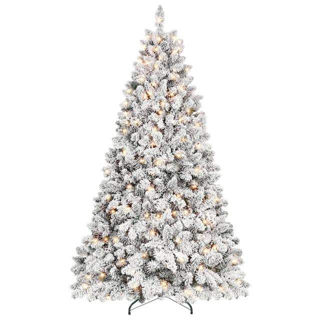 Árbol de Navidad Maylaviu preiluminado flocado de 2,1 m con 500 luces UL