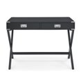 thumbnail image 2 of Home Office Computer Desk with 2 Storage  Drawers, 42'' Small Writing Desk with Solid Wood Legs, Modern Accent Study Table for Bedroom, Easy to Assemble, Black, 2 of 8