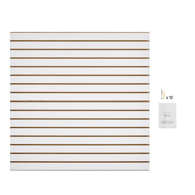 KFFKFF Slat Wall Paneling, 4 x 4 ft, MDF Garage Slatwall with Modular Design, White Slat Wall Easy-to-Install Adjustable Slatwall Panel with Coupling Structure & DIY Cutting