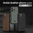 thumbnail image 2 of Fun-Casery Compatible with iPhone 13 Pro Case,Luxury PU Leather Anti-Slip Anti-Fingerprint Camera Lens Protection Soft Shockproof Cover Phone Case,Brown, 2 of 9