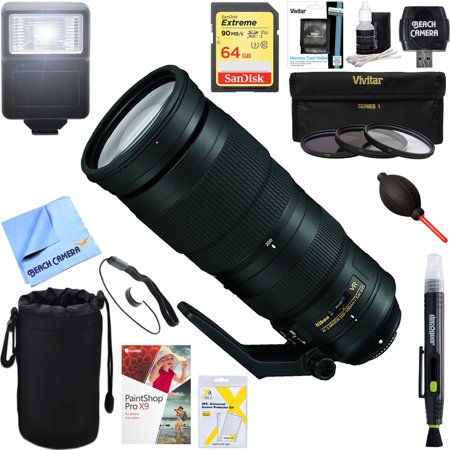 Nikon (20058) 200-500mm f/5.6E ED VR AF-S NIKKOR Zoom Lens for Nikon Digital SLR Cameras + 64GB Ultimate Filter & Flash Photography Bundle