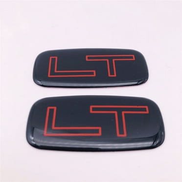 2PCS Black Red LT Letter Badge Fit For Car Trunk Fender Side Emblem Sticker Name Plate Aluminum Decal with Epoxy Resin 15036136