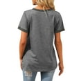 thumbnail image 6 of MOSHU V-Neck Women T Shirts Short Sleeve Loose Summer Tops for Women with Pocket, 6 of 10