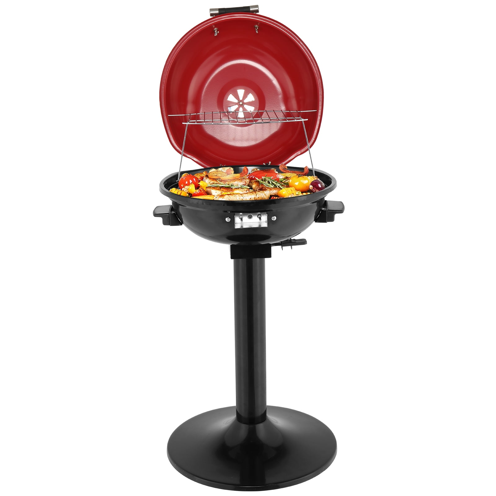 BBQ Grill with Stand, Smokeless No Flare-Up Electric Barbecue Grill, Adjustable Temperature Large Cooking Surface for Apartment Patio Balcony Family Party Use