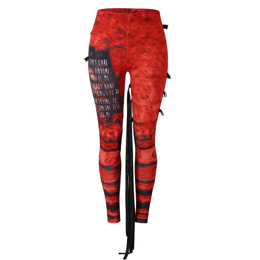 Yubnlvae Womens Casual Pants Women'S Cool Ultra Gathered Pants Gothic  Rocker Distressed Punk Tie Leggings Pants For Women Red 