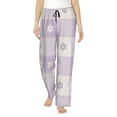 thumbnail image 2 of Goofa Floral Purple Buffalo Plaid Printed Soft Pajama Pants for Women, Wide Leg Comfy Casual Lounge Yoga Pants-Large, 2 of 9