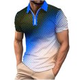 thumbnail image 2 of Yaoyar Mens Short Sleeve Tops Clearance Men Casual Printed Short Sleeve Turn Down Collar Zipper T-Shirt Blouse Tops Blue,M, 2 of 5
