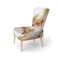 thumbnail image 3 of Designart "Fusion of White and Gold II" White Abstract Marble Upholstered Accent Chair - Modern Arm Chair For Bedroom, 3 of 5