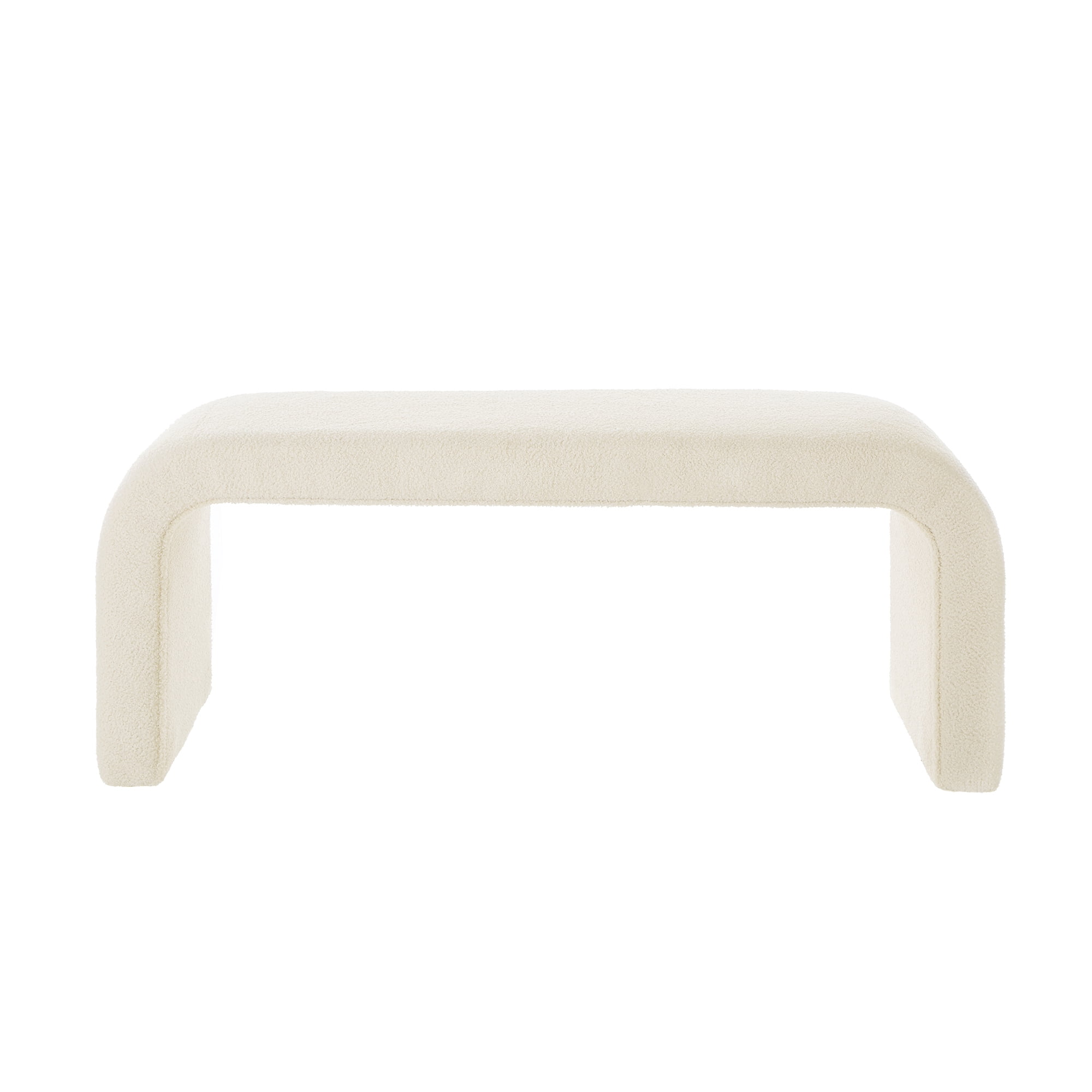 3-Piece Ottoman Bench Set, 44" Upholstered End of Bed Bench with 2 Nesting Stools, Teddy Fabric Entryway Bench, Modern Footrest & Extra Seating for Living Room Bedroom,White