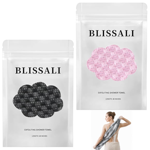 Toalla de ducha exfoliante Blissal Premium de microfibra negra y rosa