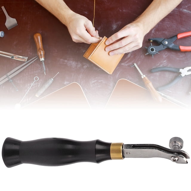 Ebony Handle Adjustable Stainless Steel Edge Creaser Leather Craft Press Hand DIY Tool(1.2mm)