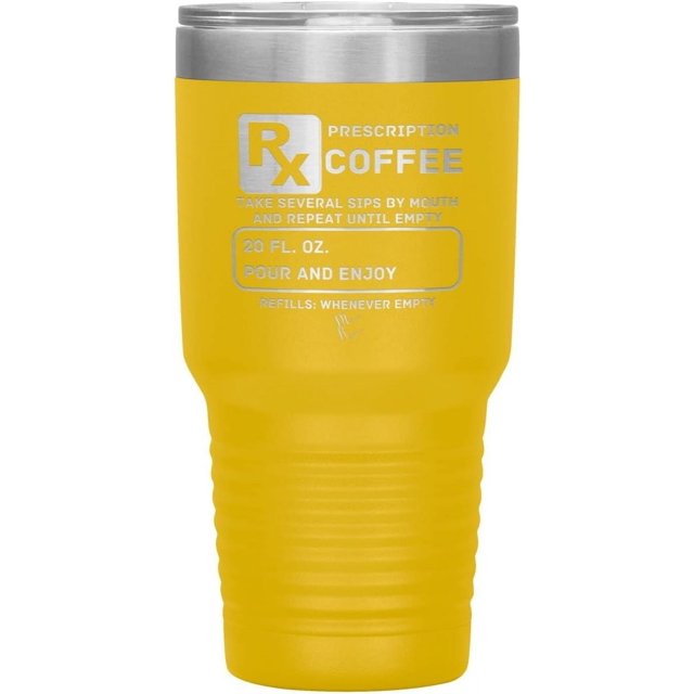 Prescription Coffee Rx Tumblers 30oz Insulated Tumbler/Yellow