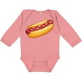 thumbnail image 3 of Inktastic Hot Dog Illustration with Mustard Onions and Ketchup Boys or Girls Long Sleeve Baby Bodysuit, 3 of 5