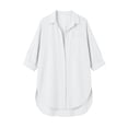 thumbnail image 6 of Mifsaly Womens Oversized Button Down Shirt Casual Long Sleeve Blouse Lightweight Cotton Linen Tunic Tops Loose Fit Collared Beach Cover Up Summer Work Outfits M, 6 of 6