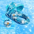 thumbnail image 4 of Blue Leaf - Patterned Inflatable Pool Float with Canopy – 2 - in - 1 Lounge Chair & Shade, Summer Water Fun, 4 of 7
