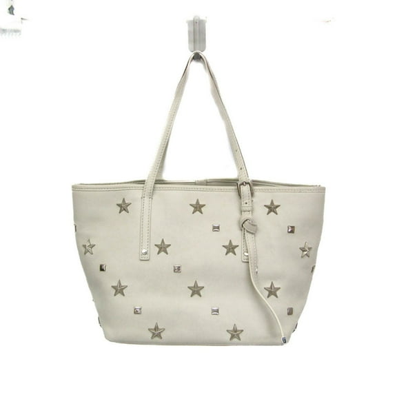 Pre-Owned Jimmy Choo SASHA/M Women's Leather Studded Tote Bag Off-white (Good)