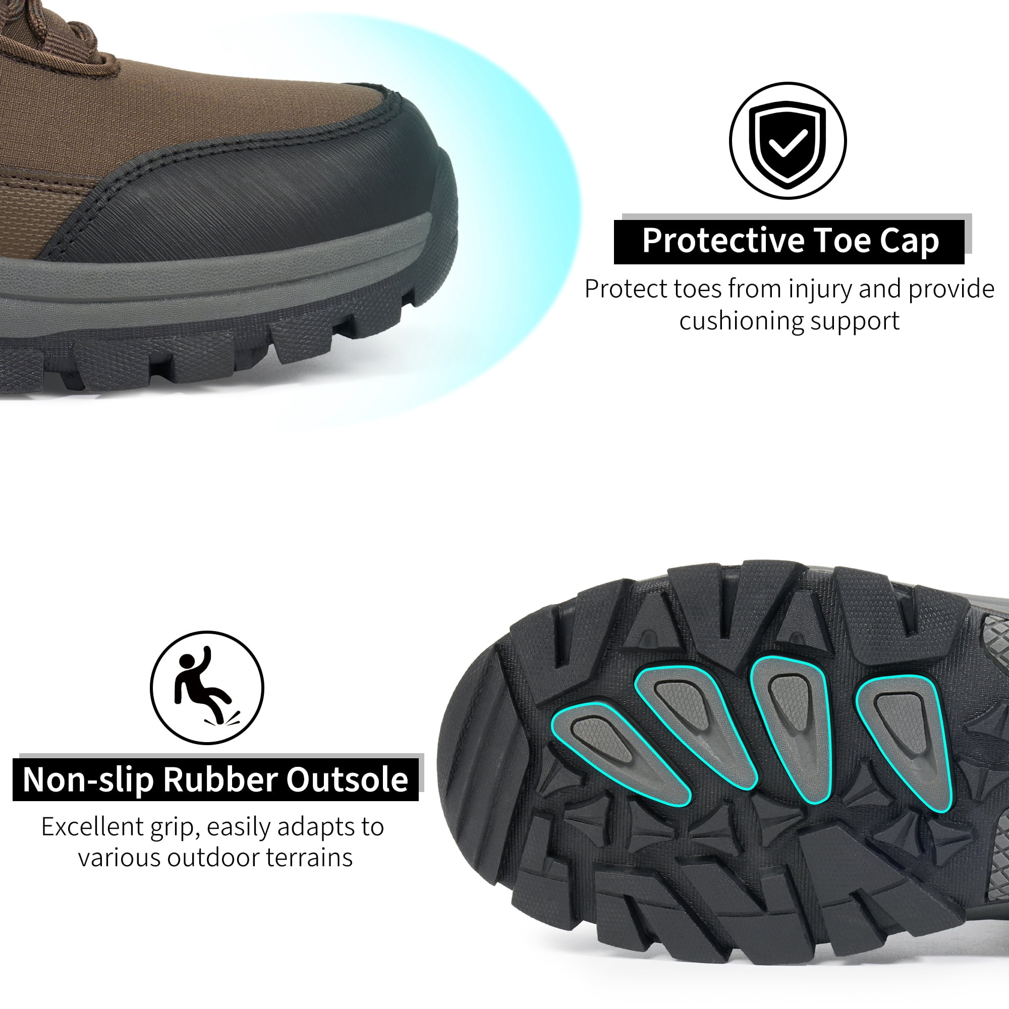 MeMoride Men's Waterproof Hiking Boots Breathable Non-Slip Outdoor Trekking Shoes for Camping & Hiking