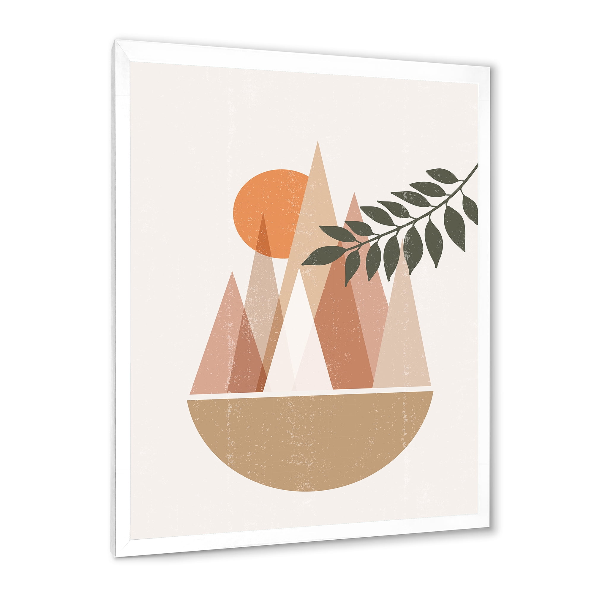 Designart 'Abstract Moon and Sun In Mountains II' Modern Framed Art Print