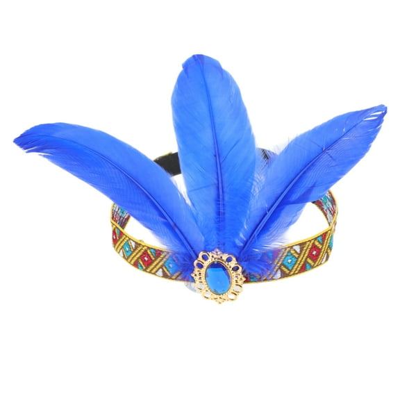 Unique Bargains 1 Pc Headband Feather Elastic Band Hairband for Women Blue