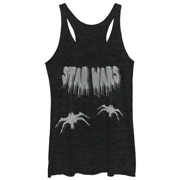 Women's Star Wars X-Wing Halloween Spiders Racerback Tank Top Black Heather X Large