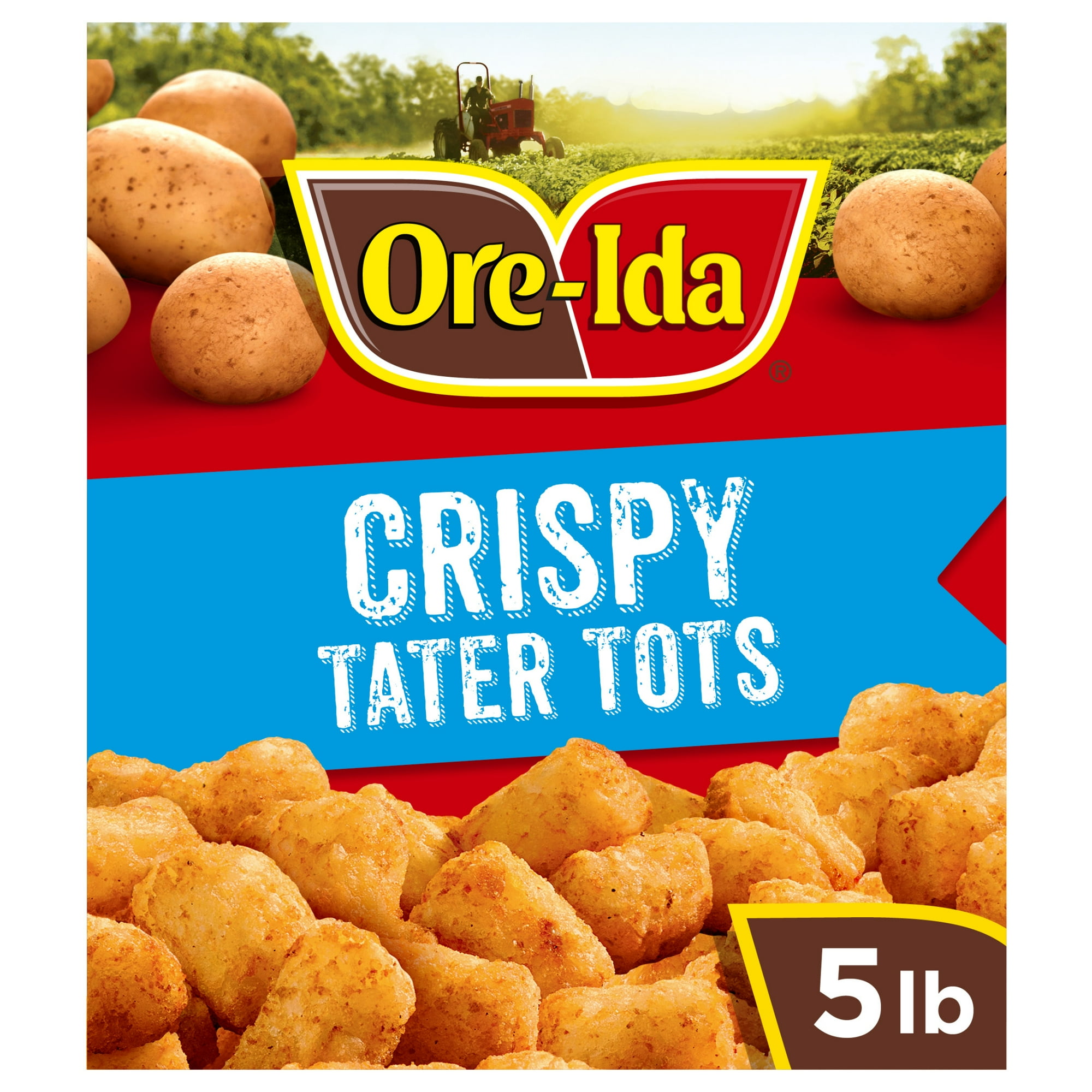 Ore-Ida Crispy Tater Tots Seasoned Shredded Frozen Potatoes, 1 Value Size Bag, for Easy Snacks and Dinner Sides, Gluten-Free, 5 lb