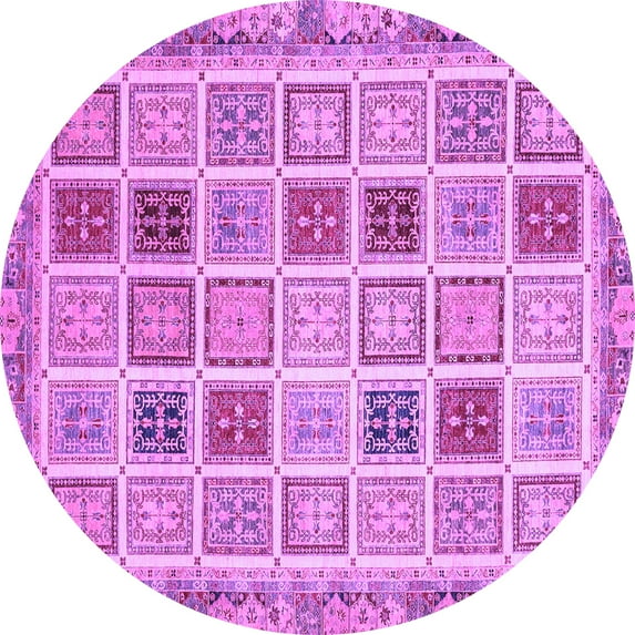 Ahgly Company Indoor Round Oriental Purple Modern Area Rugs, 7' Round