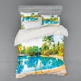 thumbnail image 2 of Ambesonne Landscape Bedding Set 3 Pcs, Pool Resort Travel, Twin XL, Green Blue Cream, 2 of 3