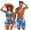 Blue Hibiscus Ethnic, variant on Purple Rose Skull Halter Bikini Sets for Women Trendy Removable Pad Swimsuit with Drawstring,Mens Beach Shorts,Couples Matching Swimsuits for Date/Wedding-M