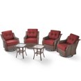thumbnail image 5 of POCASSY Outdoor Swivel Patio Chairs Set of 4, 6-Inch Thick Cushions All Weather Outdoor Brown Wicker Swivel Glider Rocking Chairs with Side Tables for Porch Deck - Red, 5 of 12