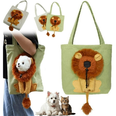 Lion Shaped Dog Bag  Lion Shaped Dog Carrying Bag  Cute Lion Shape Breathable Backpack  Pet Canvas Shoulder Bag  Large Capacity Breathable Pet Canvas Shoulder Bag