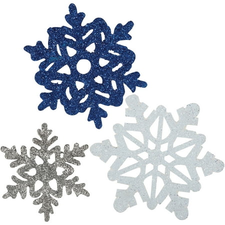 Paper Glitter Snowflake Decorations, Assorted, 6ct