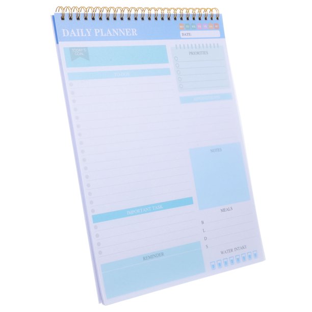 FENGGUIQU Agenda Diaria Con Espiral Doble Y Cubierta Resistente PVC Color Azul Para Notas Y Programación