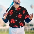 thumbnail image 6 of Daiia Beautiful Red Ladybug Mens Baseball Jersey Button Down Shirts Short Sleeve Sports Uniforms-Large, 6 of 9