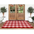 thumbnail image 5 of Christmas Outdoor Rugs 3' x 5'Red White Buffalo Plaid Front Porch Rug Hand-Woven Machine Washable Indoor/Outdoor Layered Door Mats for Entryway/Bedroom/Outdoor, 5 of 16