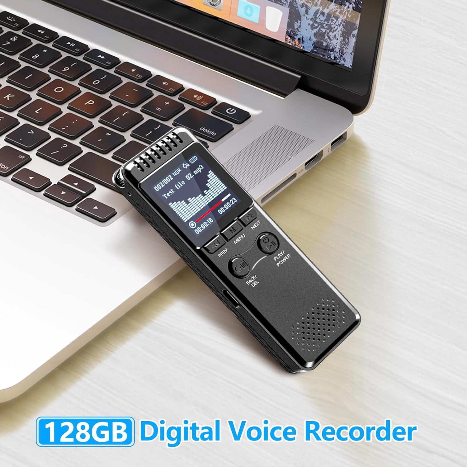 64GB Digital Voice Recorder with 8000 Hours Recording Capacity, 80Hrs Battery Time Voice Activated Recorder with Playback, Professional USB-C 1536kbps Audio Recorder for Meeting Lecture