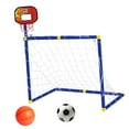 thumbnail image 2 of Aro de baloncesto con portería de fútbol para centro deportivo infantil, soporte de baloncesto plegable portátil 2 en 1 para portería de fútbol Rojo, 2 of 8