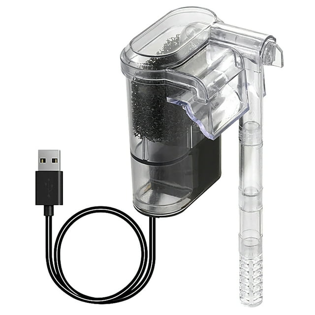 Aquarium Filter, Mini Quiet Waterfall Fish Tank Filter, Adjustable WaterFlow Oxygen Increasing Wall Mounted USB Filting Equipment For Aquariums Fish Tank