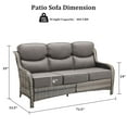 thumbnail image 2 of Planntonneo Patio Sofa All-Weather Wicker Deep Seating Outdoor Couch with 6-inch Cushions, Grey/Grey, 2 of 6