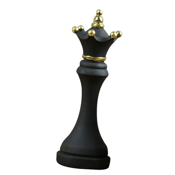 Estatua de piezas de ajedrez retro con pintura dorada para decoración de interiores de mesa, color negro. Pequeña