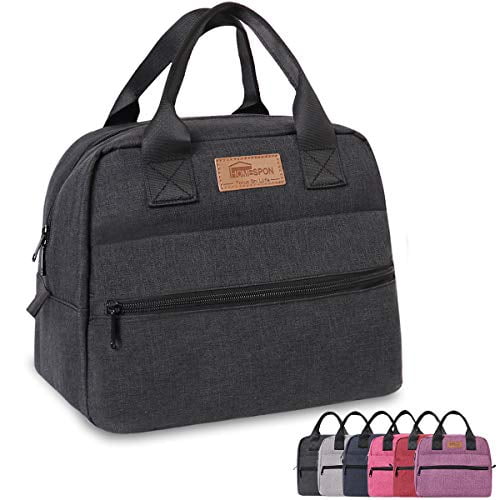 Student and Kid Grey HOMESPON Insulated Lunch Bag Cool Bag for Lunch Boxes Striated Waterproof Fabric Foldable Picnic Handbag for Women Adult 
