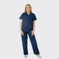 thumbnail image 2 of SPECTRUM UNIFORMS Scrub Tops Medical Unisex V-Neck Yoga Soft Fabric Medical Professionals Hospital and Lab Workwear Nurse Top Navy Blue, 2 of 5