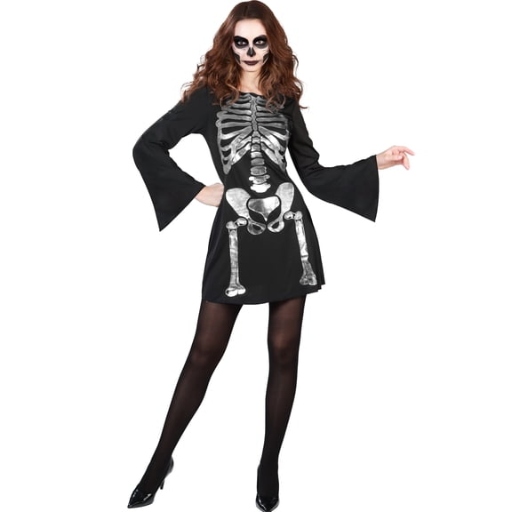 Enchanting Skeleton Halloween Costume for Adults, Women's Size S (4/6), by Way to Celebrate