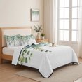 thumbnail image 5 of Queen Quilt Set 90''x96'', Eucalyptus Green Lightweight Bedspread Coverlet Set with 2 Pillow Shams, Gradient Leaves Retro Watercolor Plant Breathable All Season Quilt Bedding for Bedroom/Guest Room, 5 of 9
